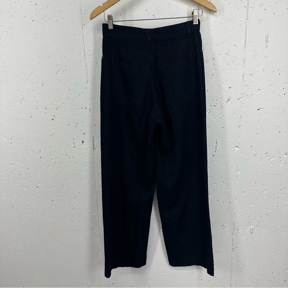 Rag & Bone Women's size 2 Navy Blue Herringbone Wide Straight Leg Ankle Pants - Picture 5 of 11
